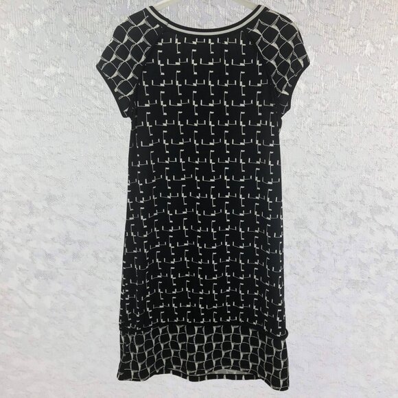 Max Studio Black & White Geometric Print Short Sleeve Midi Dress - Picture 2 of 11